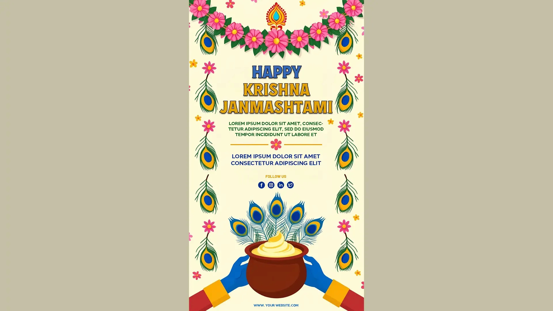 Joyous Krishna Janmashtami Instagram Story Template PSD